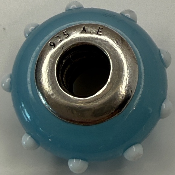 Retired Pandora Murano Light Blue Bubble Dot Charm 790620 - Picture 4 of 7